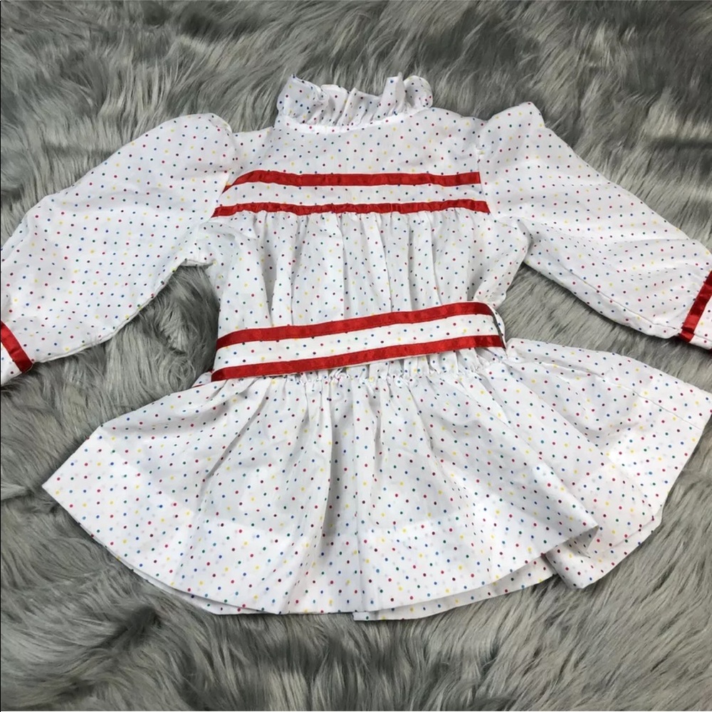 Vintage Toddler Girls Polka Dot Ruffle Tie Dress